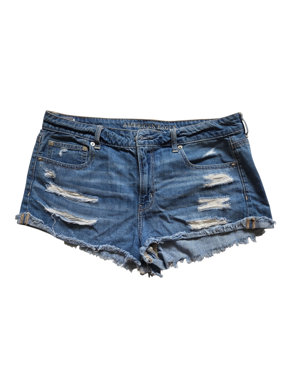 American Eagle Outfitters Medium Blue Ripped Denim Cutoff Shorts